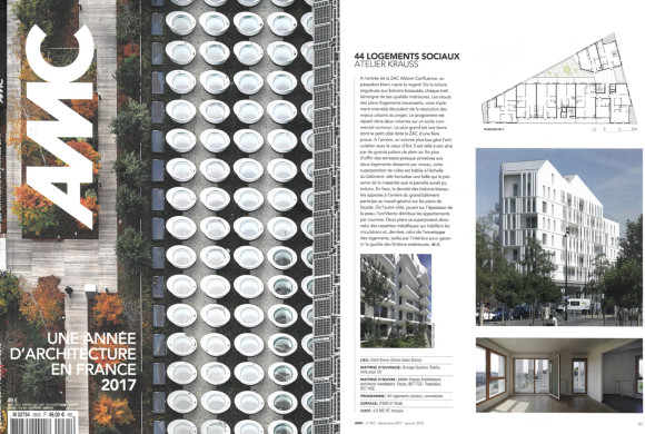Neaucité hausing units published in the AMC Magazine N° 265 – Year of architecture in France 2017