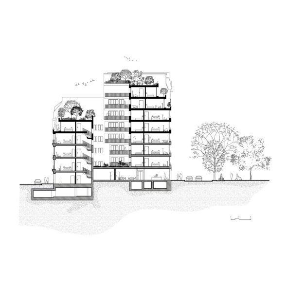 Surélévation et création de logements collectifs et services, Paris - Atelier Krauss Architecture